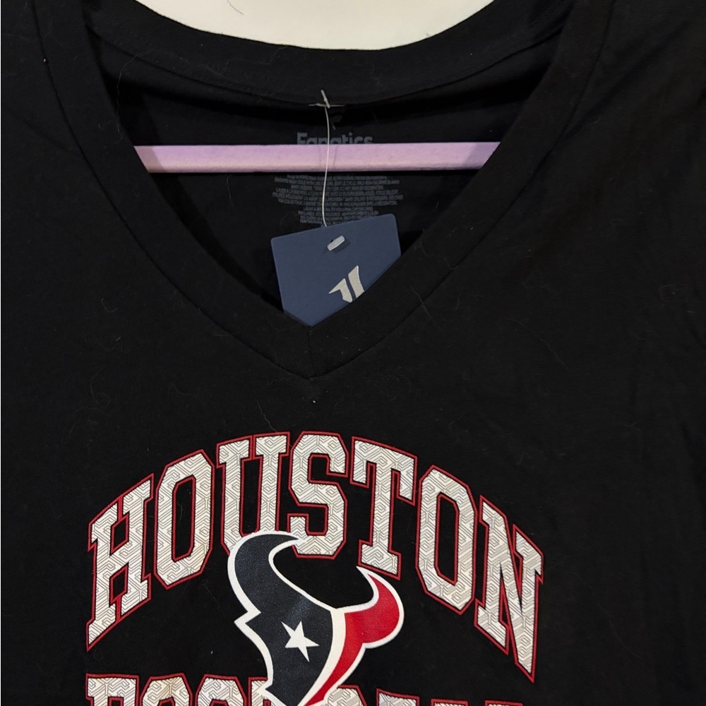 NWT Fanatics Black Houston Football Women's V-Neck Tee - Picture 2 of 3